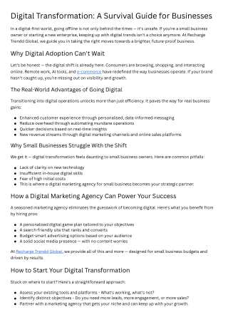 Digital Transformation A Survival Guide for Businesses