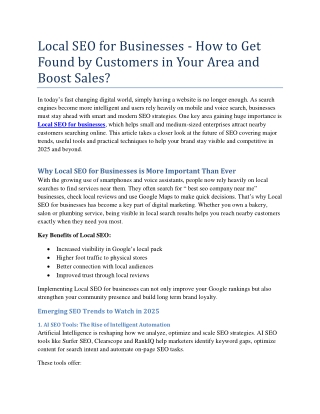 Local SEO for Businesses: How to Get Customers in Your Area and Boost Sales?