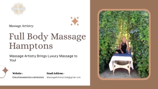 Full Body Massage Hamptons at Massage Artistry