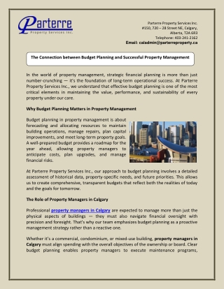 The Connection between Budget Planning and Successful Property Management