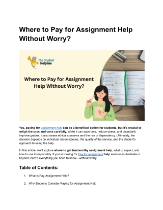 Where to Pay for Assignment Help Without Worry