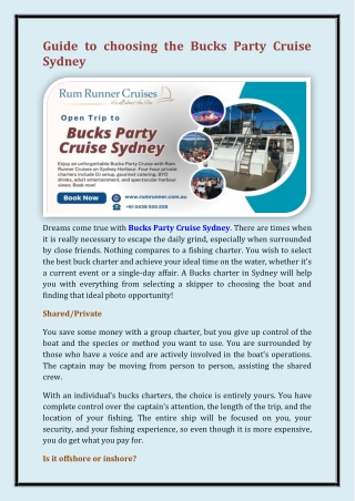 Bucks Party Cruise Sydney