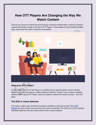 How OTT Players Are Changing the Way We Watch Content