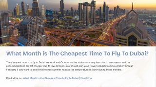 What Month is The Cheapest Time To Fly To Dubai