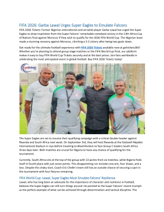 FIFA 2026 Garba Lawal Urges Super Eagles to Emulate Falcons