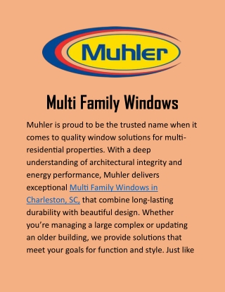 Multi Family Windows in Charleston, SC: Comfort, Efficiency & Lasting Style