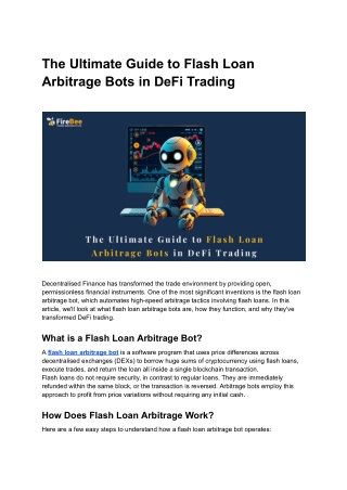 The Ultimate Guide to Flash Loan Arbitrage Bots in DeFi Trading