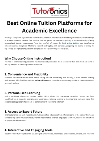Best Online Tuition Platforms for Academic Excellence