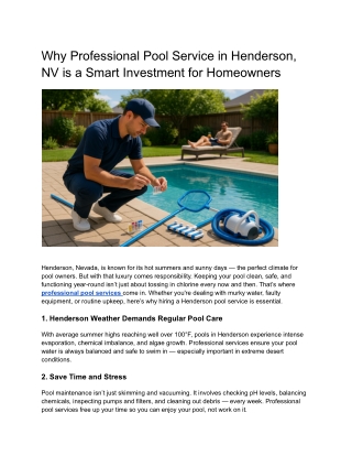 Professional Pool Service in Henderson, NV