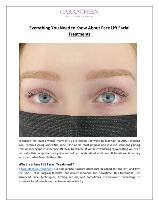 Everything You Need to Know About Face Lift Facial Treatments