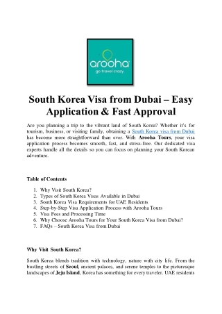 South Korea Visa from Dubai – Easy Application & Fast Approval