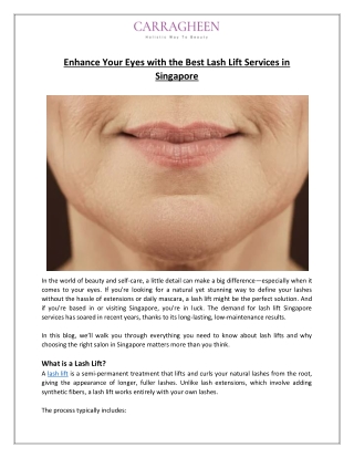 Enhance Your Eyes with the Best Lash Lift Services in Singapore