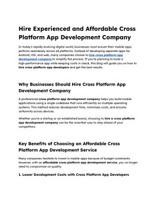 Hire Experienced and Affordable Cross Platform App Development Company