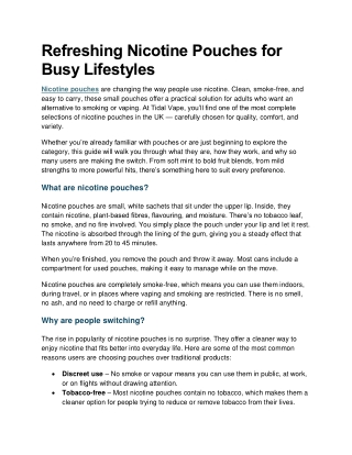 Refreshing Nicotine Pouches for Busy Lifestyles