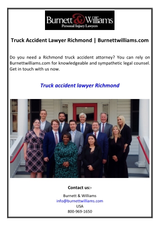 Truck Accident Lawyer Richmond | Burnettwilliams.com