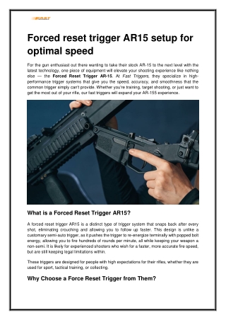 Get the Best Forced Reset Trigger AR15 for Your Build