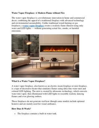 Water Vapor Fireplace A Modern Flame without Fire