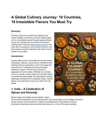 A Global Culinary Journey_ 10 Countries, 10 Irresistible Flavors You Must Try