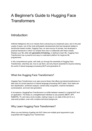 A Beginner's Guide to Hugging Face Transformers
