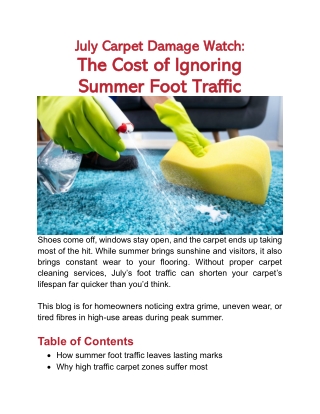 July Carpet Damage Watch-The Cost of Ignoring Summer Foot Traffic