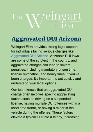Aggravated DUI Arizona: Fight Serious Charges with Strong Legal Guidance