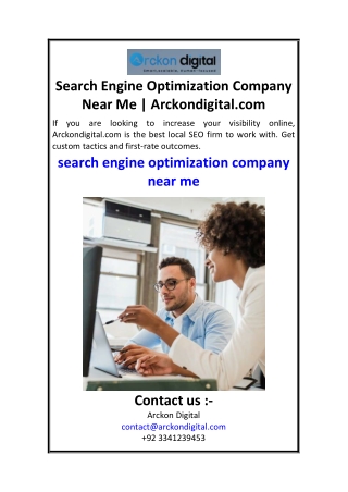 Search Engine Optimization Company Near Me  Arckondigital.com
