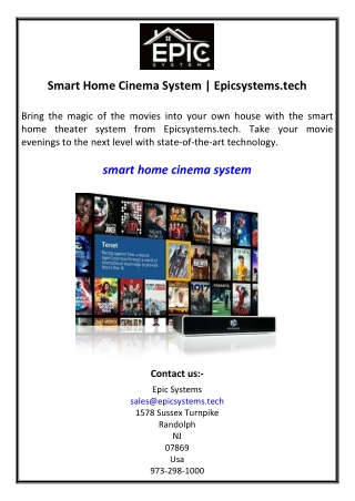 Smart Home Cinema System | Epicsystems.tech