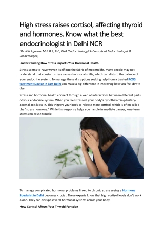 High stress raises cortisol