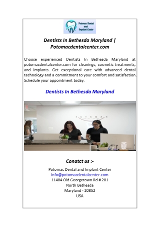 Dentists In Bethesda Maryland  Potomacdentalcenter