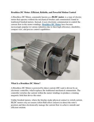 Brushless DC Motor Efficient, Reliable, and Powerful Motion Control