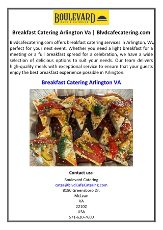 Breakfast Catering Arlington Va | Blvdcafecatering.com