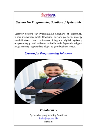 Systera For Programming Solutions  Systera.bh