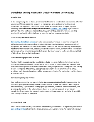 Demolition Cutting Near Me in Dubai