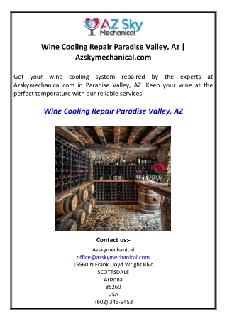 Wine Cooling Repair Paradise Valley, Az | Azskymechanical.com