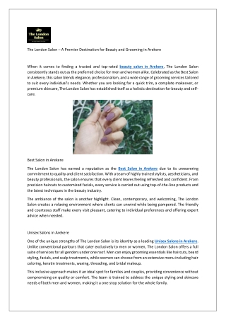 A Premier Destination for Beauty and Grooming in Arekere