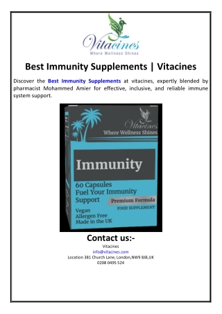 Best Immunity Supplements | Vitacines
