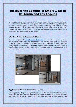 Discover the Benefits of Smart Glass in California and Los Angeles