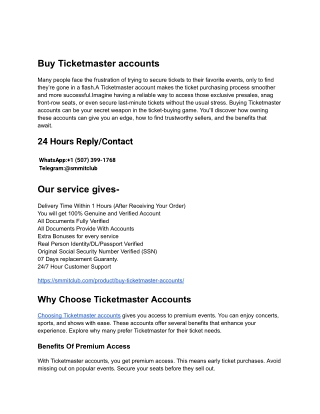 Buy Ticketmaster accounts