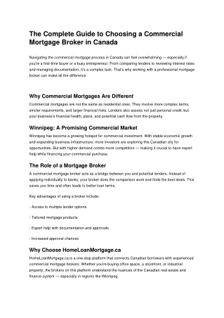 The Complete Guide to Choosing a Commercial Mortgage Broker in Canada