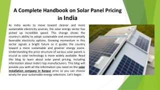 A Complete Handbook on Solar Panel Pricing in India