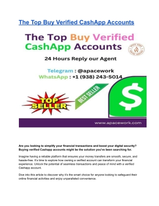 The Top Buy Verified CashApp Accounts