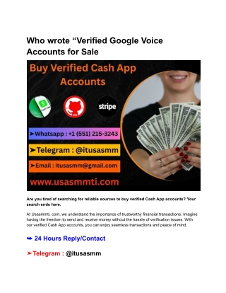 Who wrote “Verified Google Voice Accounts for Sale