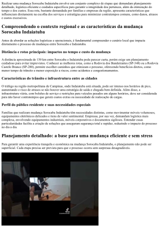 Mudanças Sorocaba Indaiatuba: soluções rápidas para seu novo lar ou empresa
