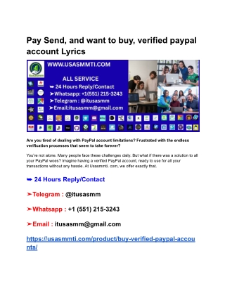 Pay Send, and want to buy, verified paypal account Lyrics