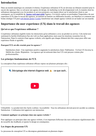 Importance du user experience (UX) dans le travail des agences
