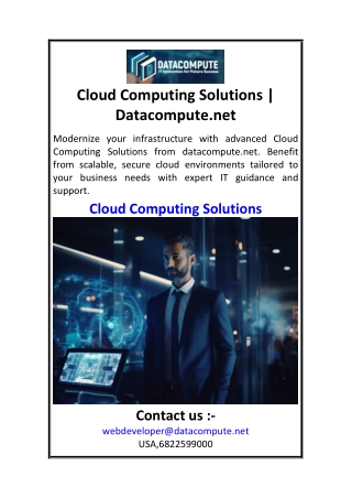Cloud Computing Solutions  Datacompute.net