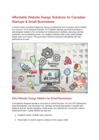 Affordable Website Design Solutions for Canadian Startups & Small Businesses