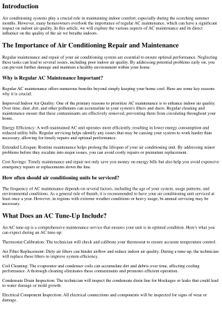 The Impact of Regular AC Maintenance on Indoor Air Quality