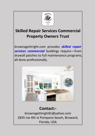 Skilled Repair Services Commercial Property Owners Trust