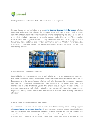 Leading the Way in Sustainable Water